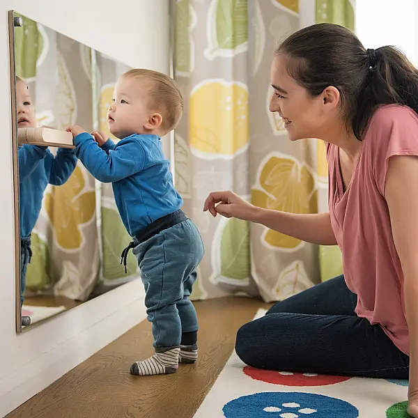 GROSSER MONTESSORI-SPIEGEL MIT HOCHZIEHSTANGE